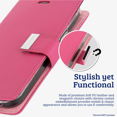 iPhone 16 Pro High-Quality Flip Wallet Case Cover: Shock-Resistant with Front Cover, Multiple Card Slots, Magnetic Closure and Media Stand Convertible - Brown
